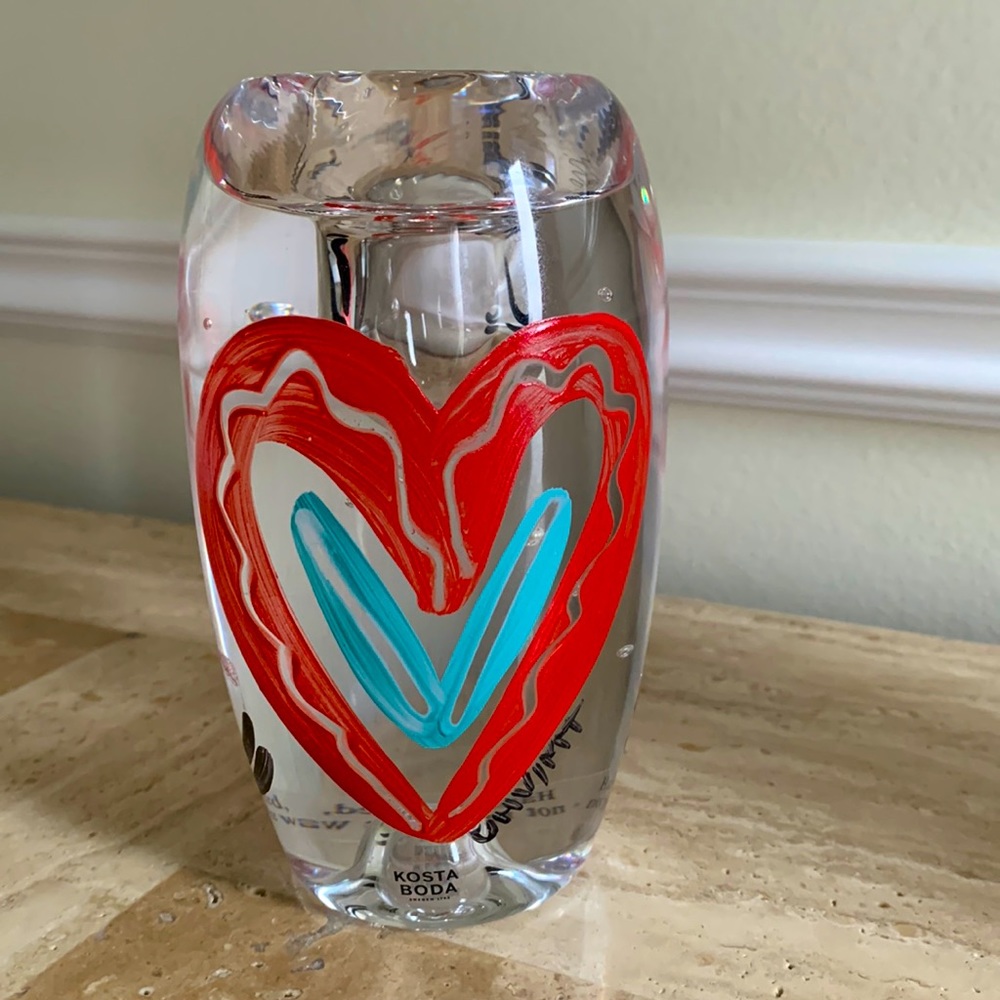 KOSTA BODA "HEARTS" 1985 VOTIVE CANDLE HOLDER RARE